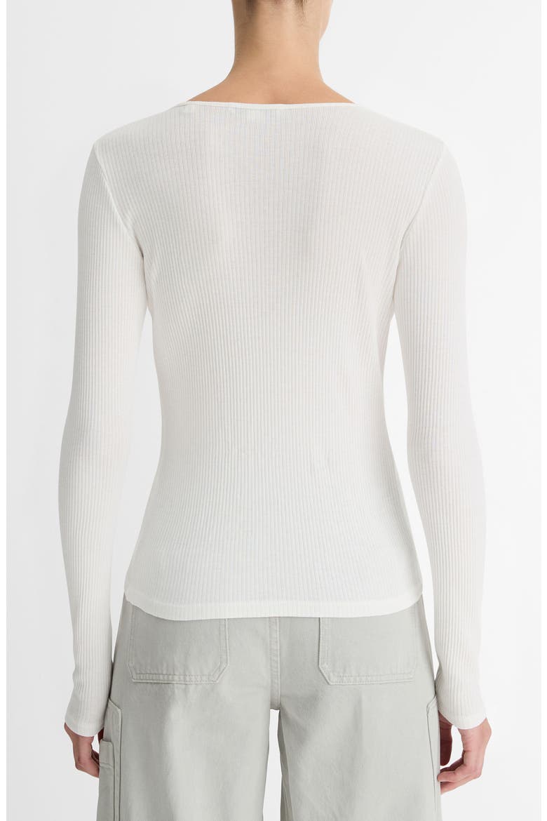 Rib Pima Cotton Long Sleeve Crewneck T-Shirt, Alternate, color, OFF WHITE