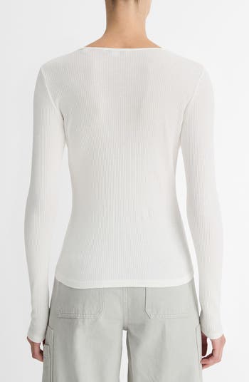 Rib Pima Cotton Long Sleeve Crewneck T-Shirt