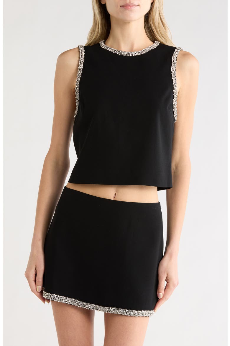 Amal Embellished Sleeveless Crop Top, Main, color, BLACK