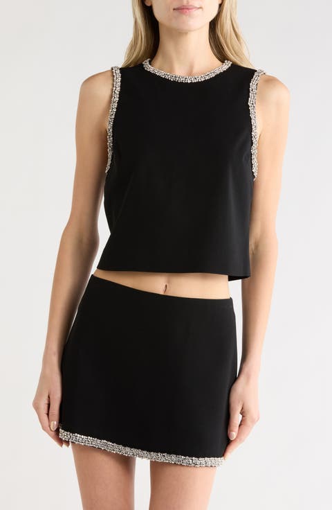 Amal Embellished Sleeveless Crop Top