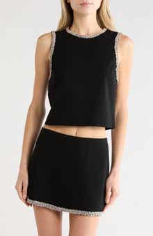 Alice + Olivia Amal Embellished Sleeveless Crop Top
