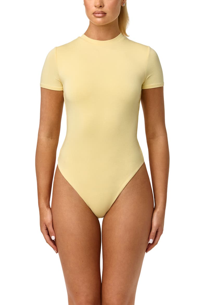 Smooth Crewneck Bodysuit, Main, color, BUTTERCREAM
