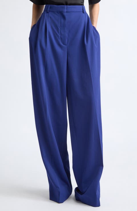 High Waist Pleated Wool Pants