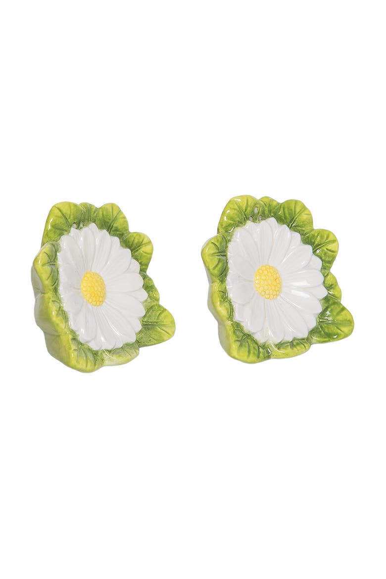 Dolomite Daisy Salt and Pepper Set of 2 Multicolored for Spring Serving and Entertaining, Alternate, color, Multicolored