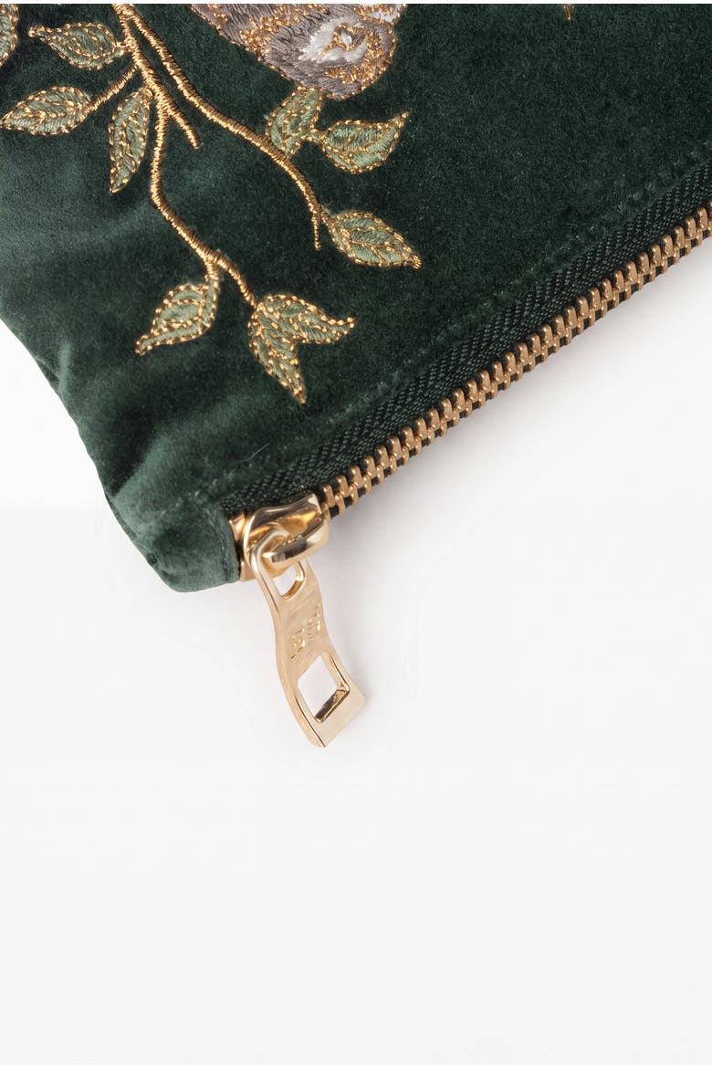 Songbirds Secret Garden Velvet Everyday Pouch, Alternate, color, Forest