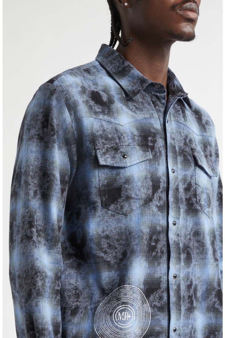 Laurel Canyon Plaid Flannel Graphic Shirt, Alternate, color, OVERDYE BLUE