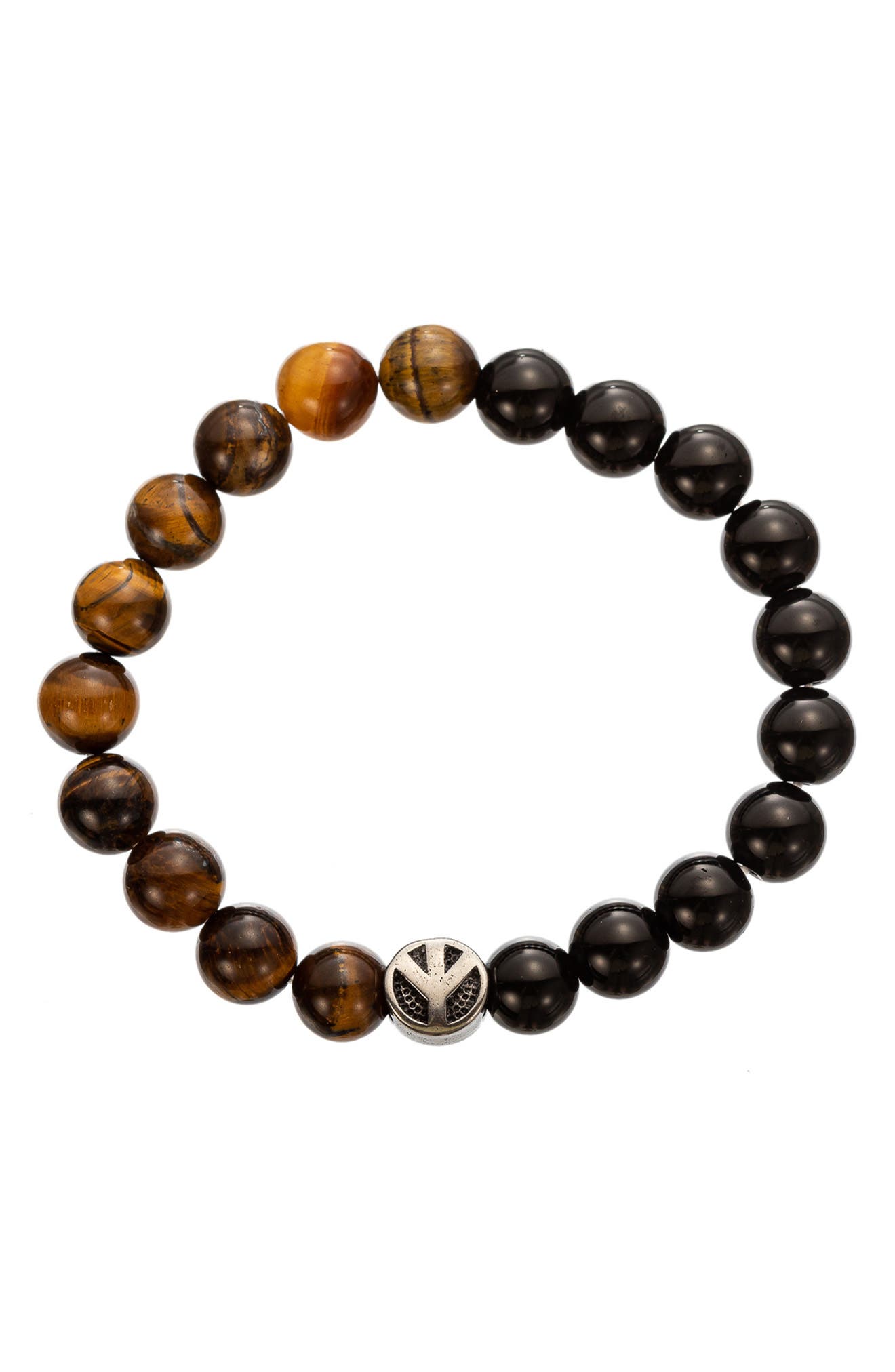 EYE CANDY LOS ANGELES Men's David Peace Charm Stone Beaded Stretch Bracelet