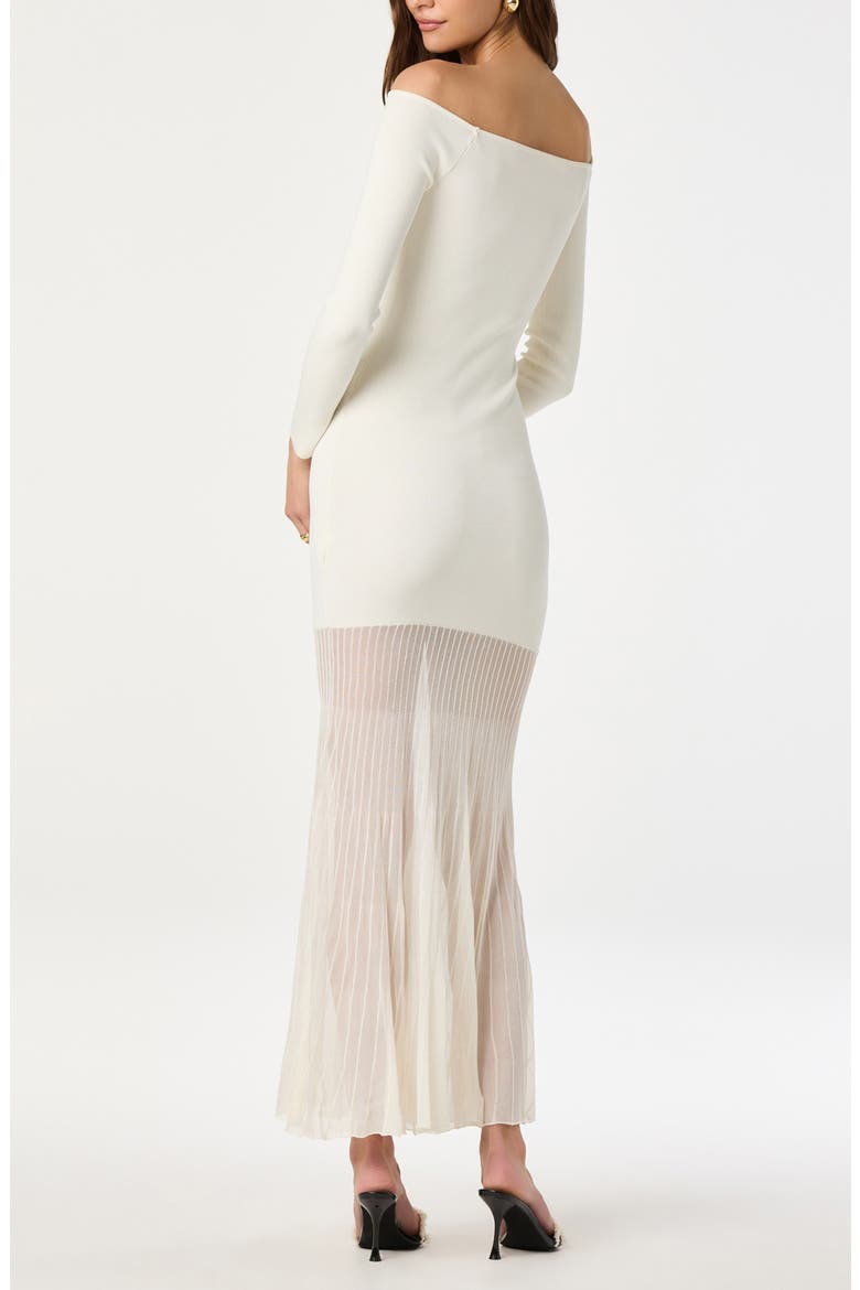 Long Sleeve Off the Shoulder Mixed Media Dress, Alternate, color, CREAM