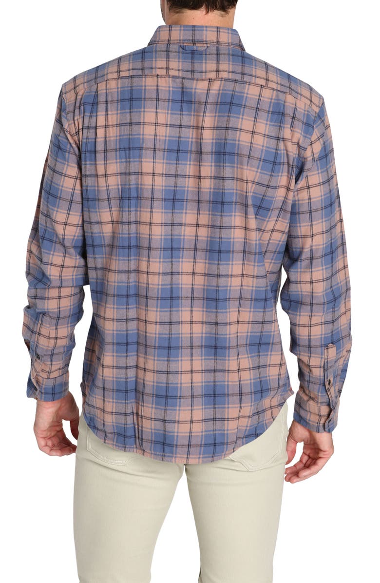 JACHS Plaid Long Sleeve Stretch Cotton Button-Up Shirt, Alternate, color, Tan Plaid Flannel