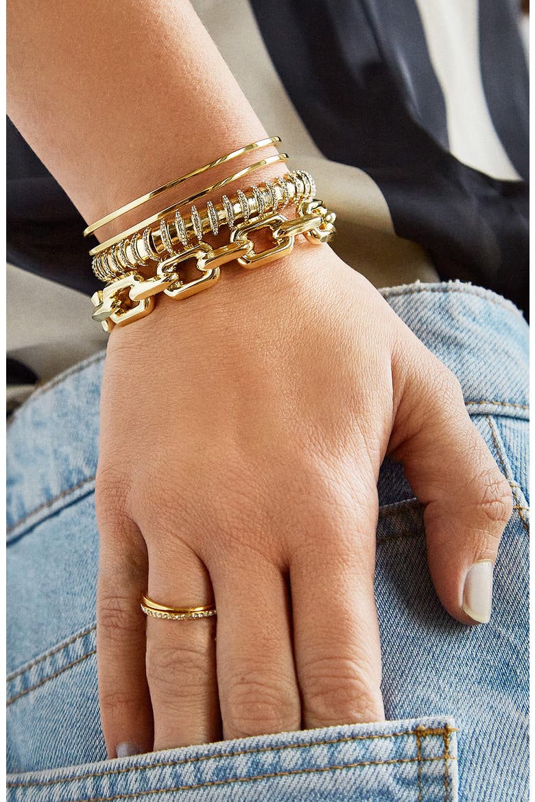 Mira Sculpted Chain Cuff Bracelet, Alternate, color, GOLD