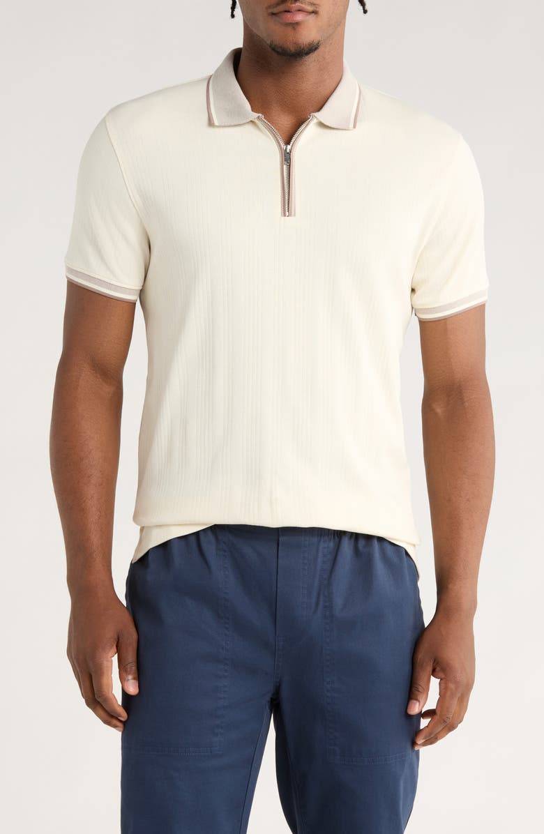 Cactus Man Tipped Half Zip Polo, Main, color, Cream