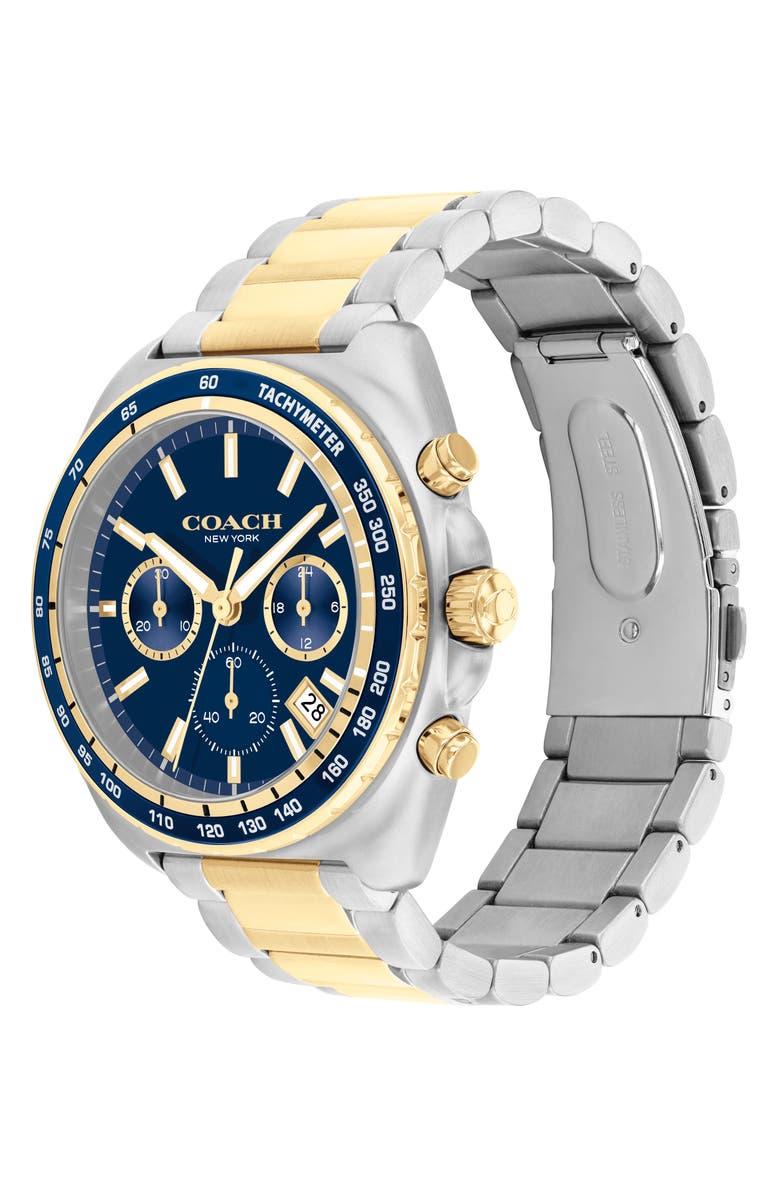 COACH Charter Chronograph Bracelet Watch, 44.5mm, Alternate, color, Blue