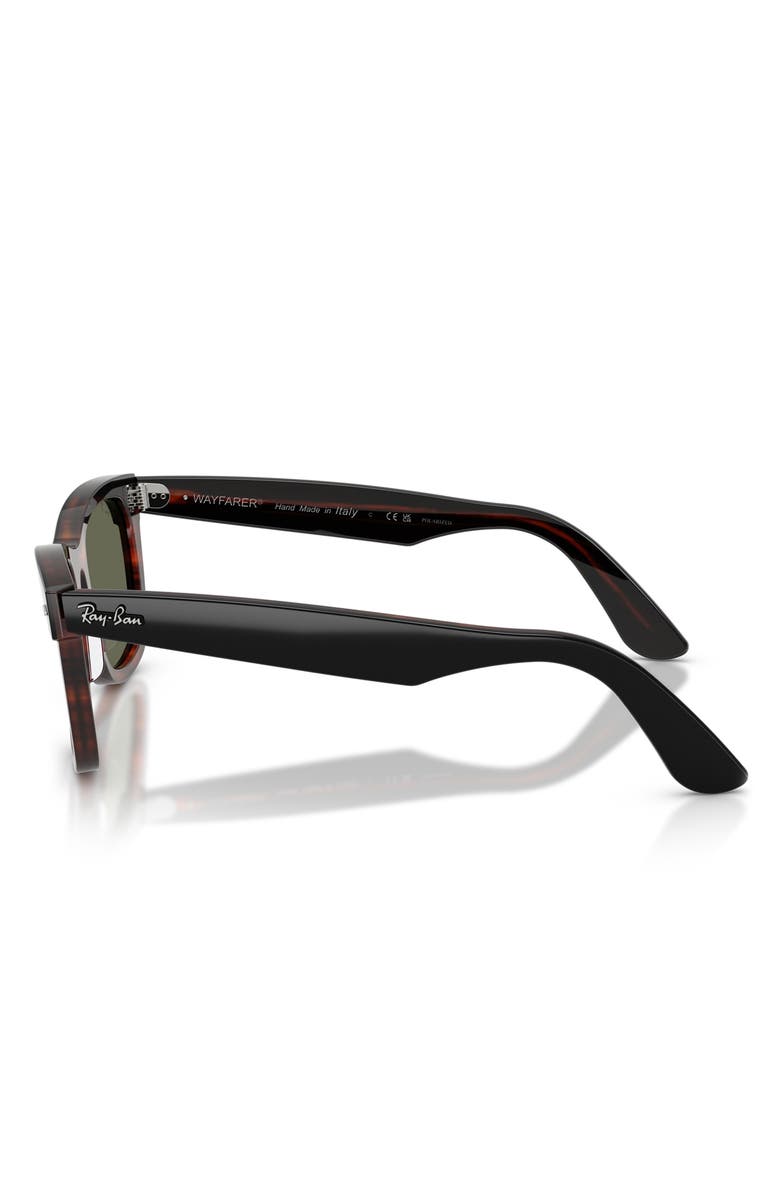 Ray-Ban 52mm Wayfarer Polarized Square Sunglasses, Alternate, color, Black On Havana / Polar Green