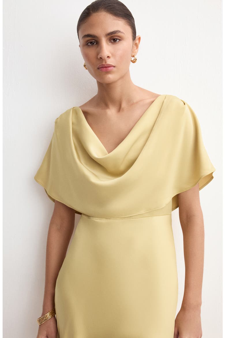 Drape Neck Satin Maxi Dress, Alternate, color, BEIGE