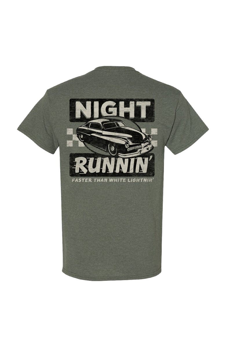CHECKERED FLAG Men's Checkered Flag Sports Heather Green NASCAR Night Runnin' T-Shirt, Alternate, color,