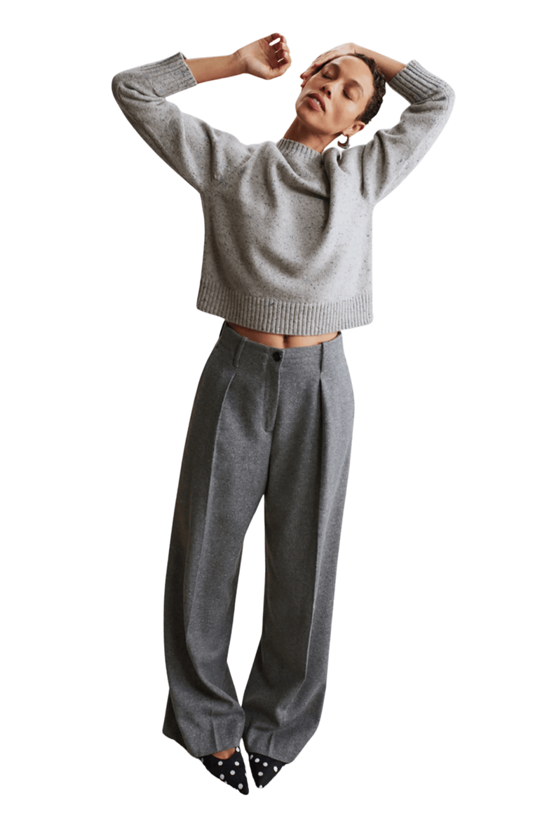 Maura Confetti Wool Sweater, Alternate, color, Cinder