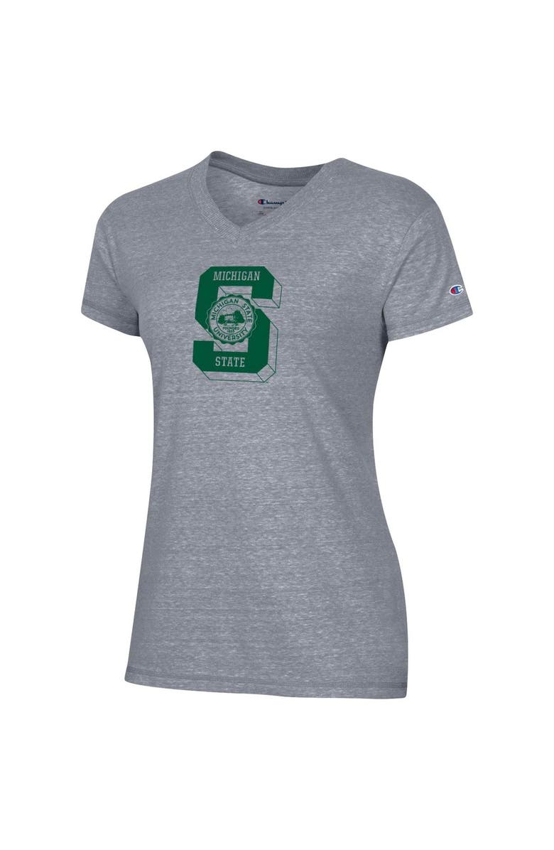 Champion Women's Champion Gray Michigan State Spartans Vault Logo V-Neck T-Shirt, Alternate, color, 