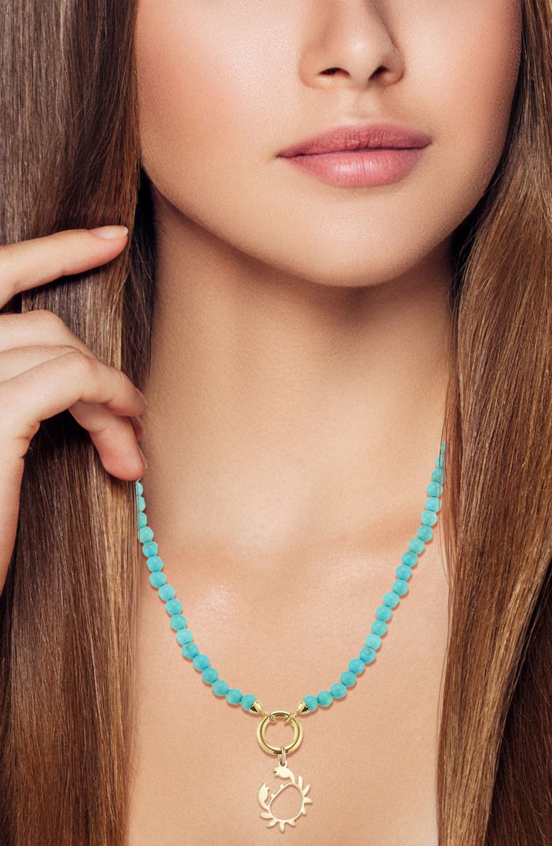 Ember Fine Jewelry Turquoise Beaded Crab Pendant Necklace, Alternate, color, Gold/Turquoise