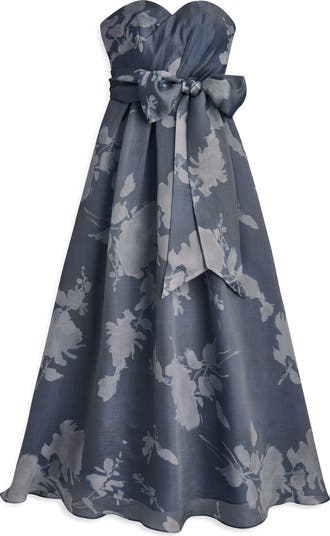 Donna Karan New York Floral Strapless Fit & Flare Gown