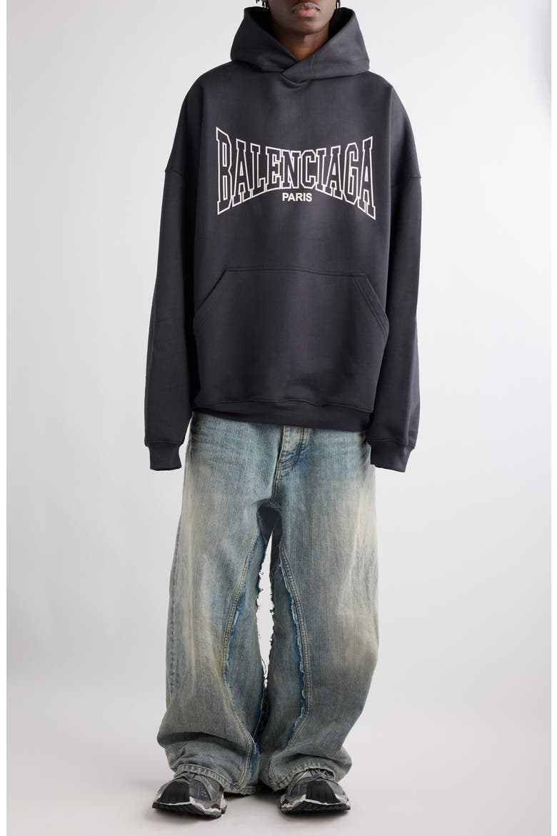 Balenciaga Oversize Cotton Fleece Logo Graphic Hoodie (Men
