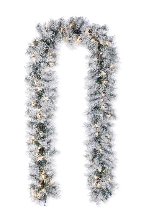9ft Pre-Lit Flocked Pine Christmas Garland with Timer