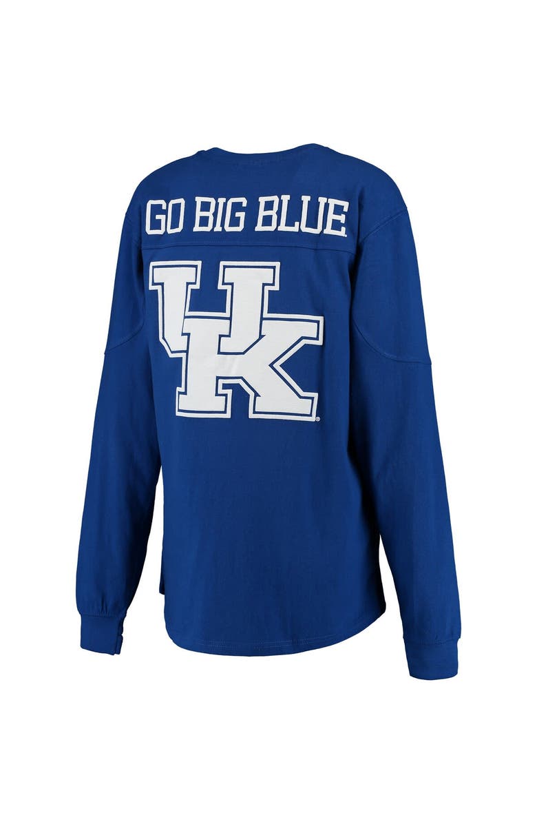 PRESSBOX Women's Pressbox Royal Kentucky Wildcats Team Logo The Big Shirt Oversized Long Sleeve Shirt, Alternate, color, 