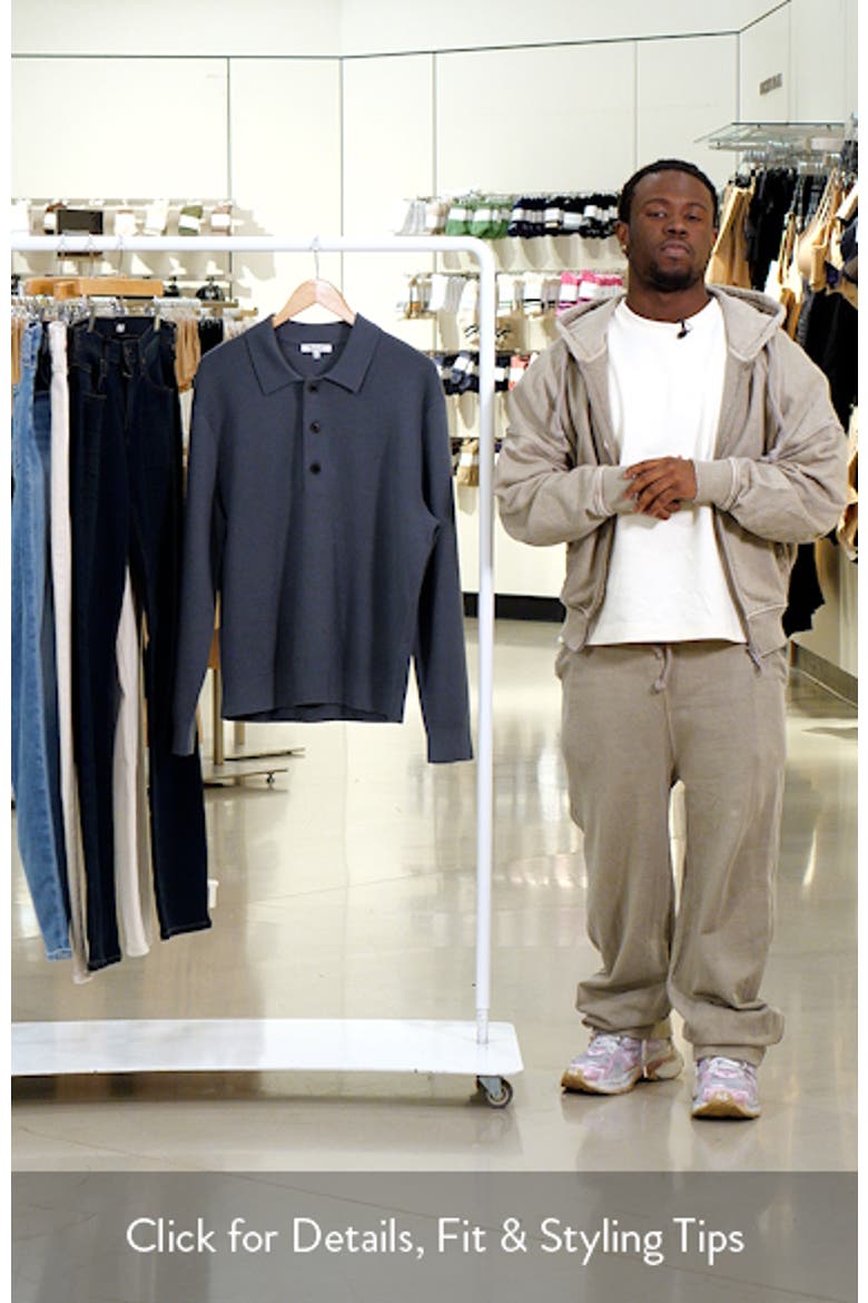 Three-Button Merino Wool Polo Sweater video