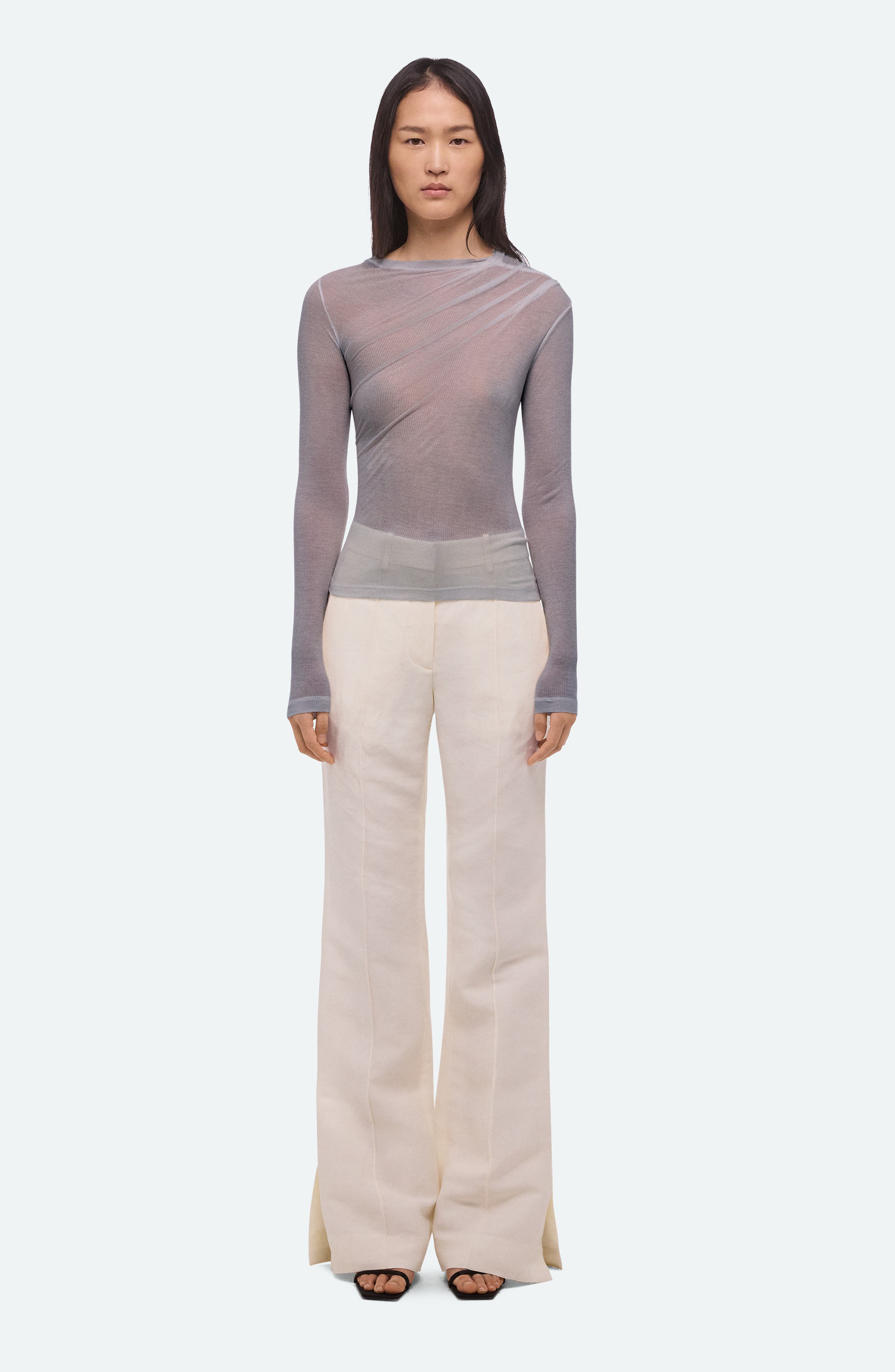 Twist Long Sleeve Sheer Top (Women) | Nordstrom