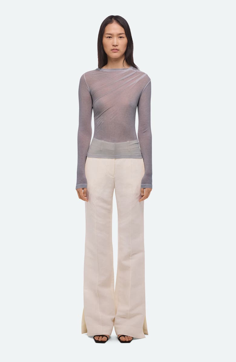 Helmut Lang Twist Long Sleeve Sheer Top, Alternate, color, Dark Grey