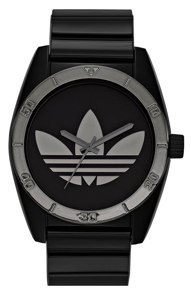 adidas Originals 'Santiago' Metallic Accent Watch, 42mm, Main, color, 
