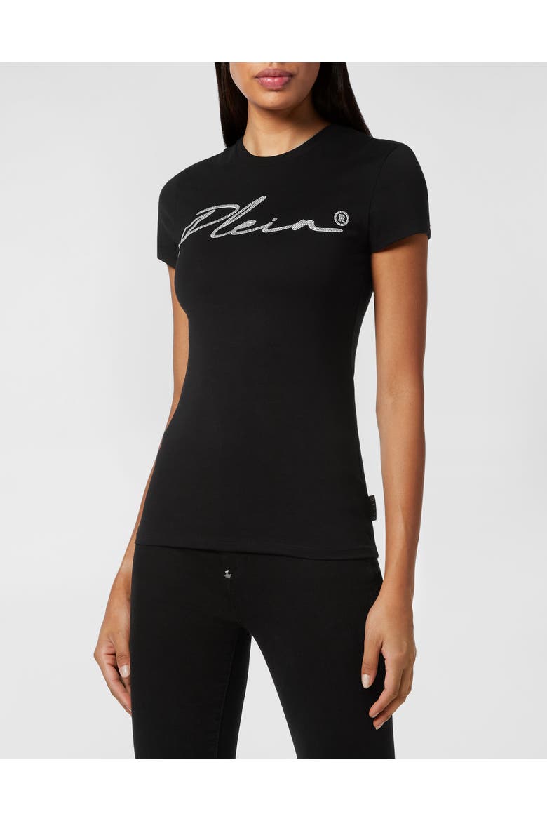 T-shirt Sexy Pure With Crystals Women, Main, color, black