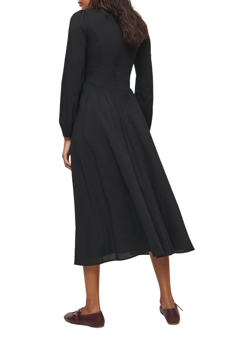 Oria Organic Cotton Midi Dress, Alternate, color, BLACK