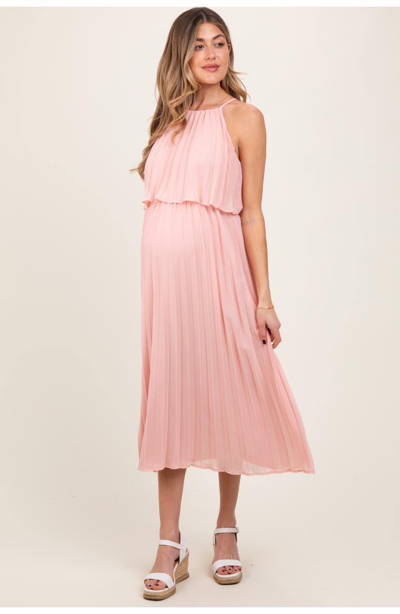 PinkBlush Pleated Woven Midi Dress, Alternate, color, Pink