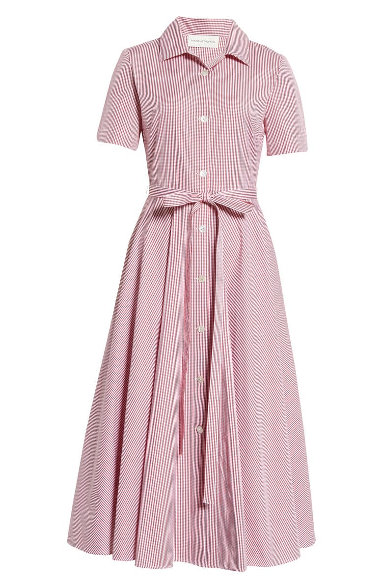 Mansur Gavriel Belted Gingham Midi Shirtdress, Alternate, color,