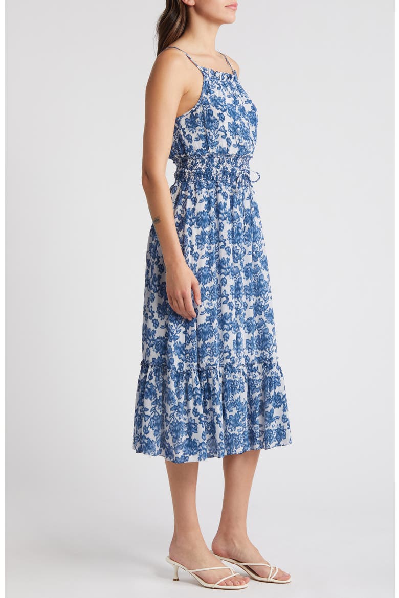 Magdalene Floral Smocked Waist Sundress, Alternate, color, CHAMBRAY FLORAL