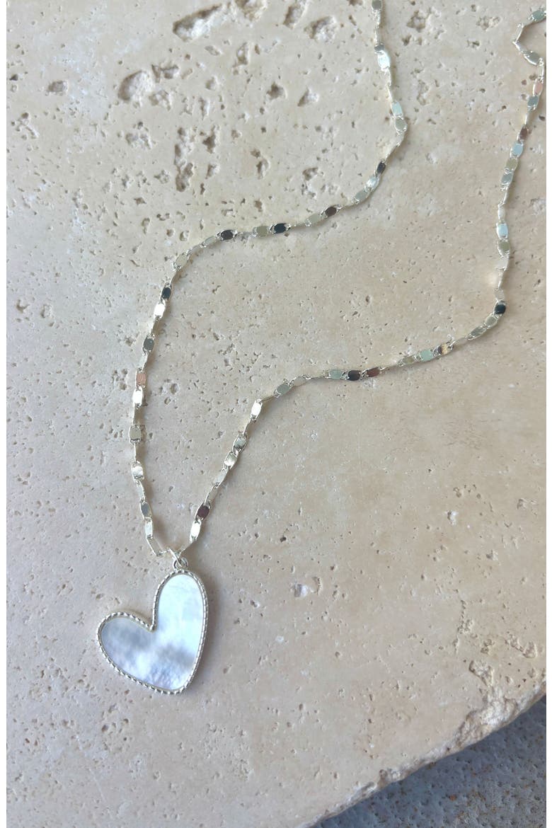 Mother-of-Pearl Heart Pendant Necklace, Alternate, color, WHITE
