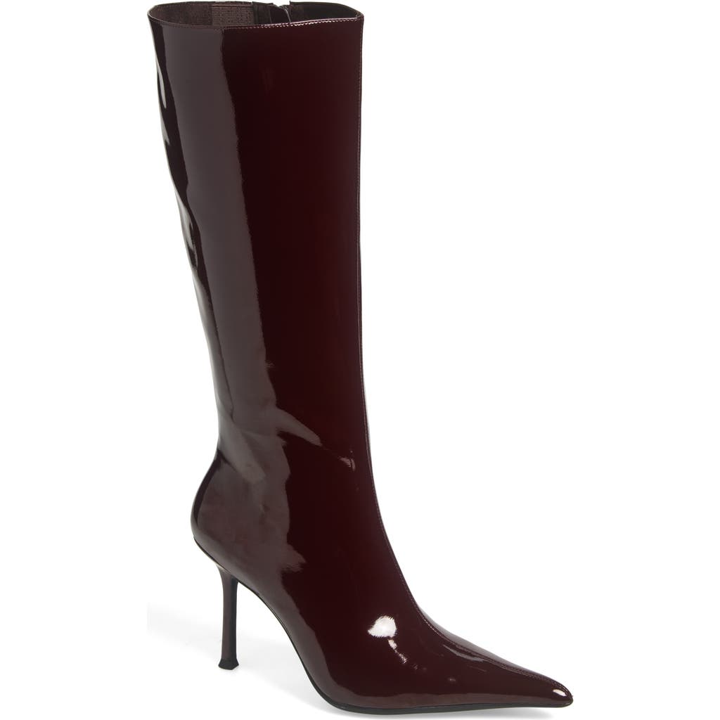 Jeffrey Campbell Darling Pointed Toe Boot In Wine Patent