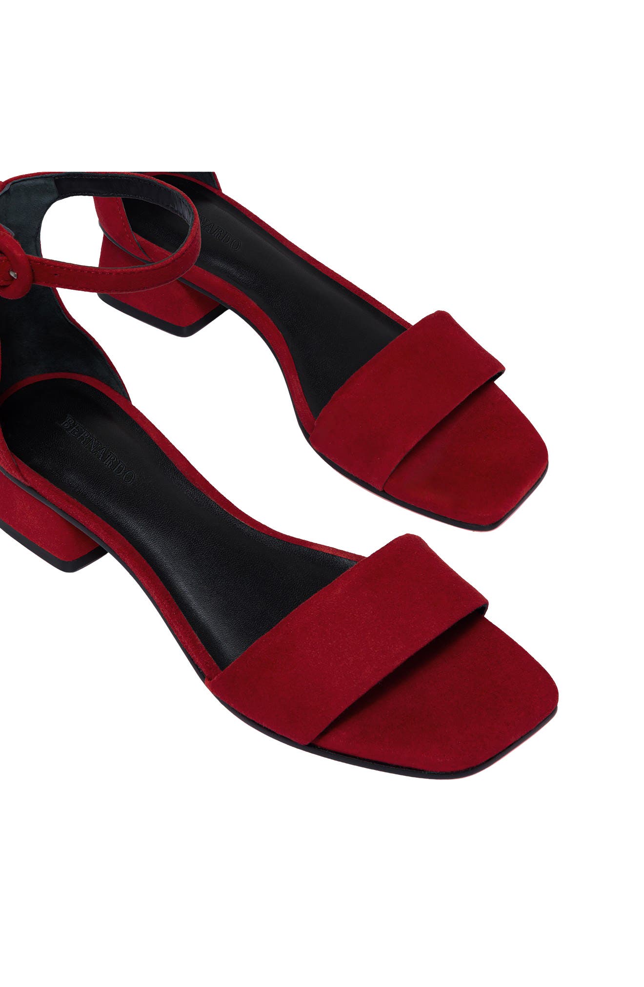 Jalena Ankle Strap Sandal, Alternate, color, DARK RED KID SUEDE