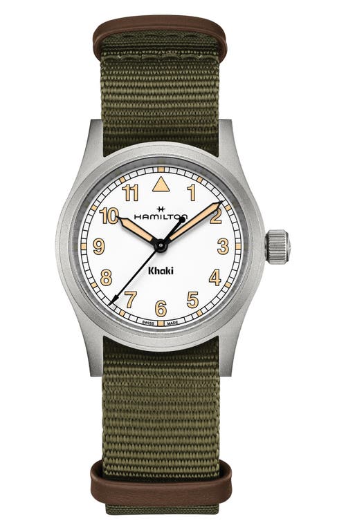Hamilton Khaki Field Nato Strap Watch, 33mm In White