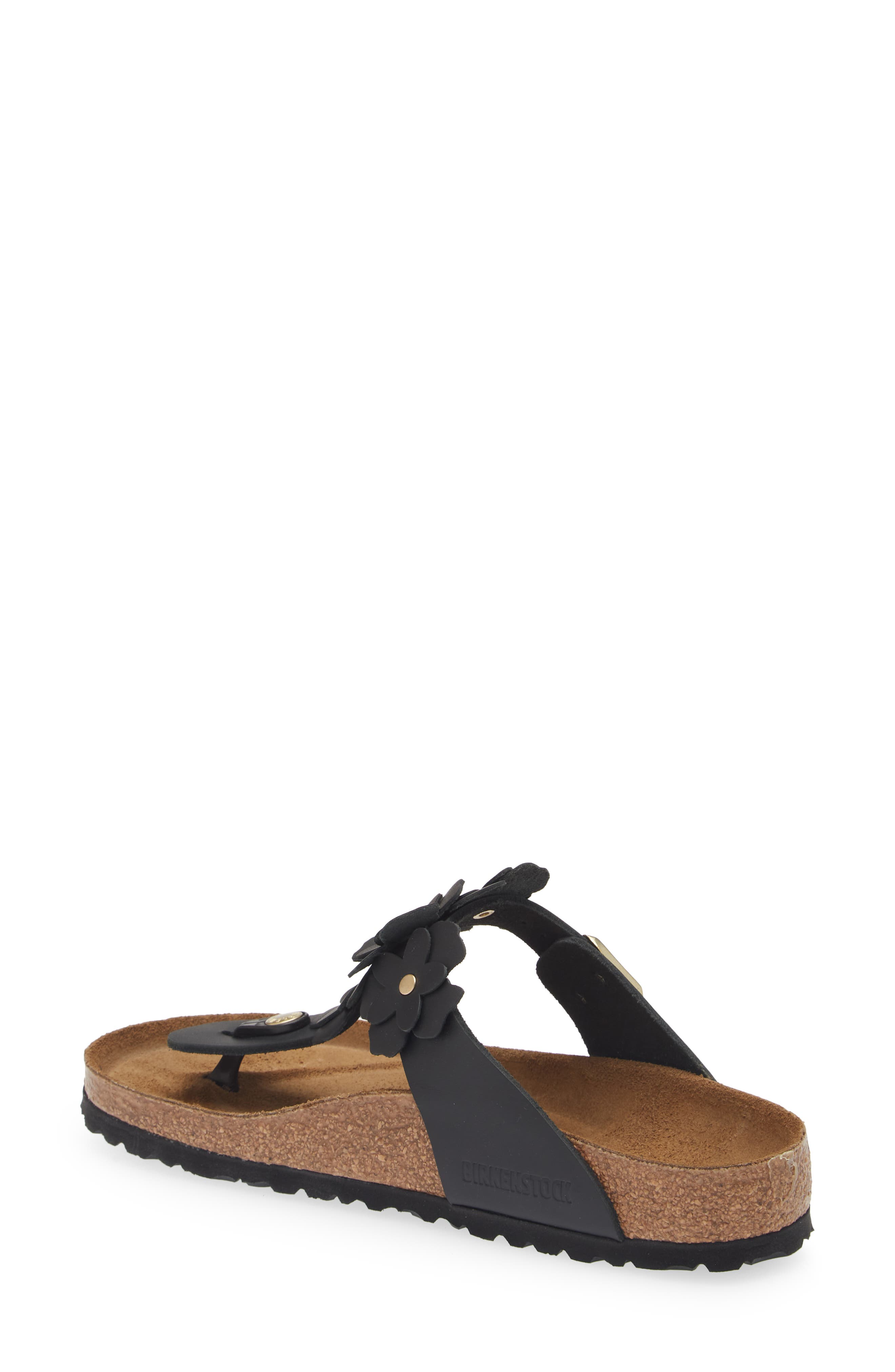 Birkenstock Gizeh Flower Flip Flop, Alternate, color, Black