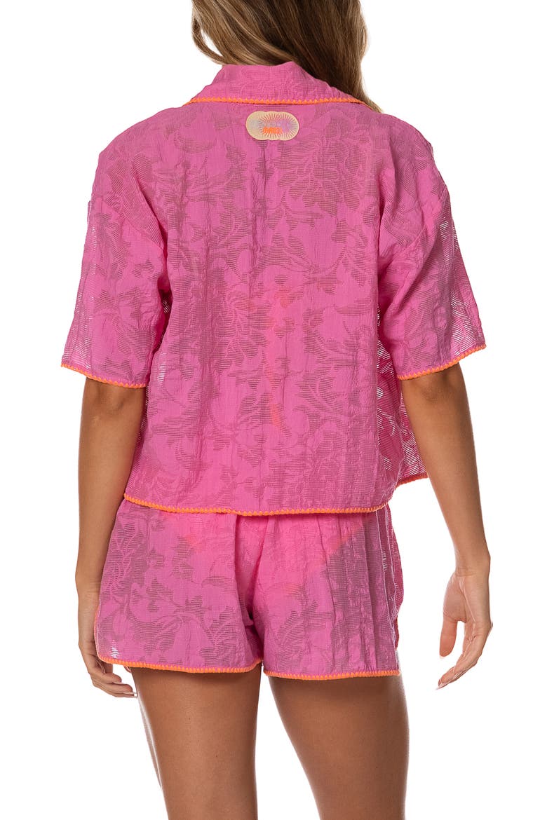 Octavia Fuchsia Flower Cover-Up Shirt, Alternate, color, DARK PINK