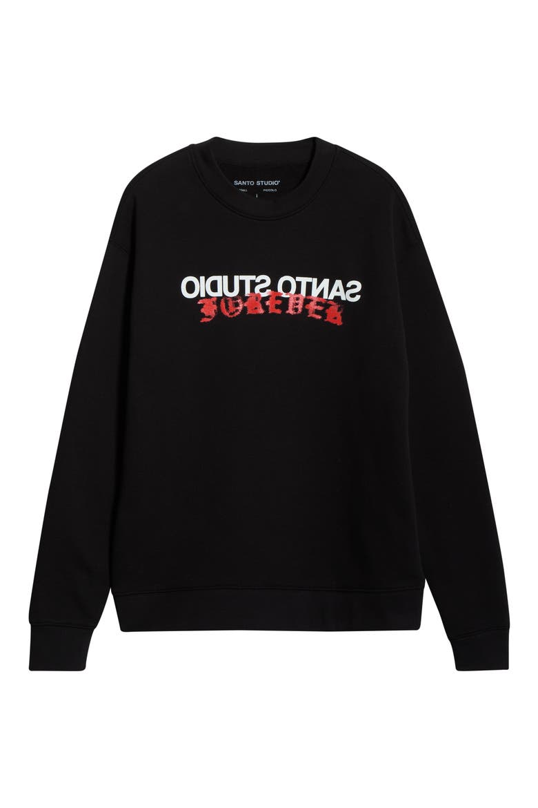 Forever Logo Cotton Fleece Crewneck Sweatshirt, Alternate, color, BLACK