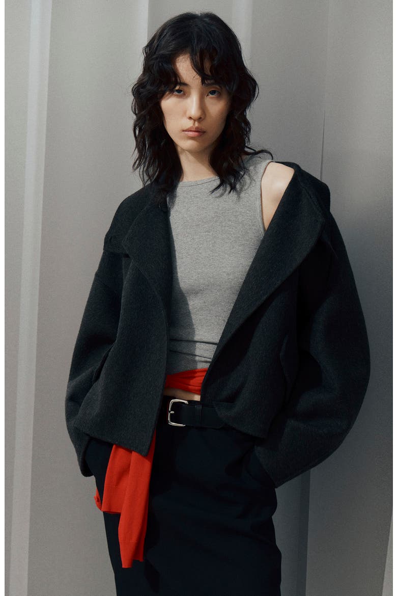 Wool Blend Oversize Jacket, Alternate, color, DARK HEATHER GREY