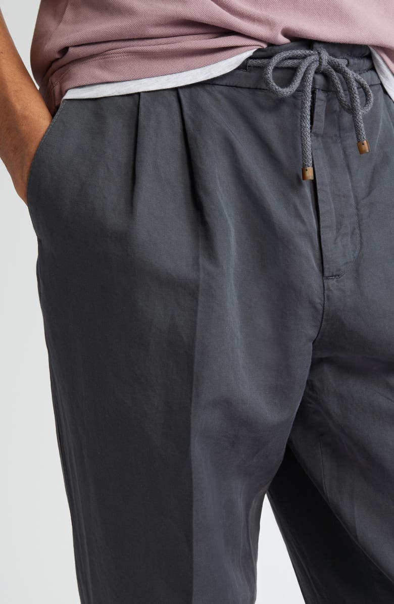 Brunello Cucinelli Garment Dyed Linen & Cotton Gabardine Drawstring Pants, Alternate, color,