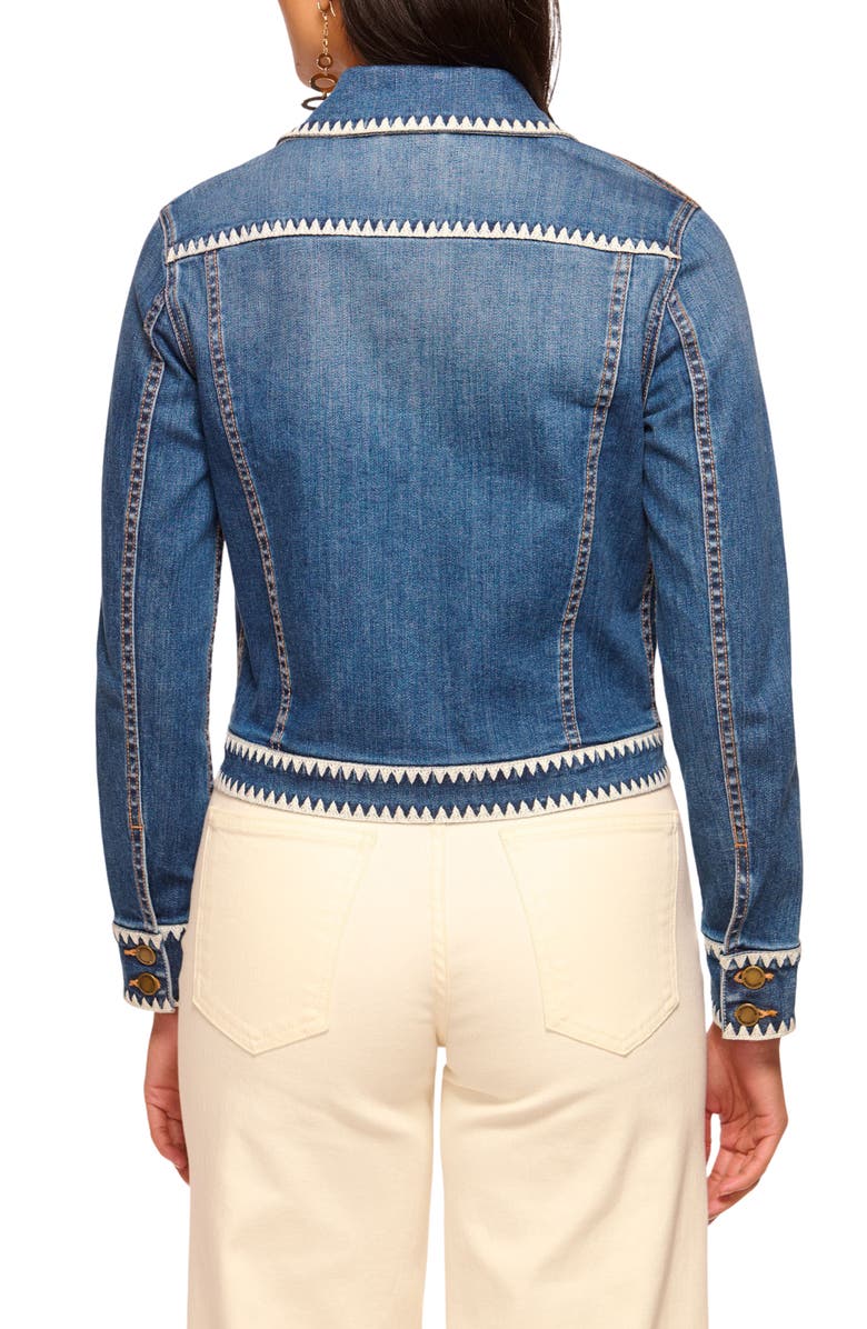 Ramy Brook Kasey Embroidery Detail Denim Trucker Jacket, Alternate, color, 