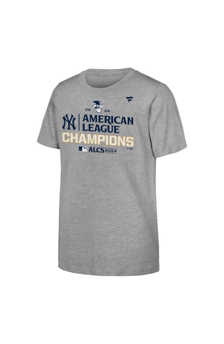 FANATICS Youth Fanatics Heather Gray New York Yankees 2024 American League Champions Locker Room T-Shirt, Alternate, color, 
