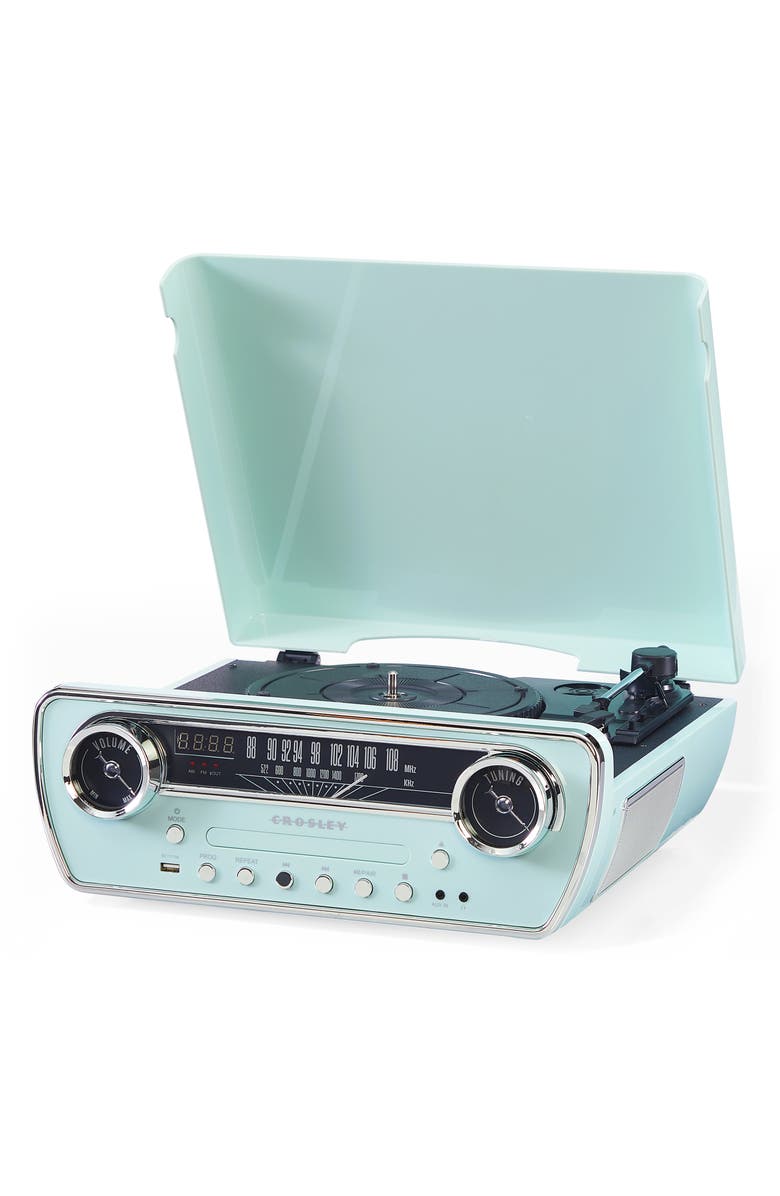 Crosley Radio Powel 7-in-1 Record Player, Alternate, color, Aqua Blue