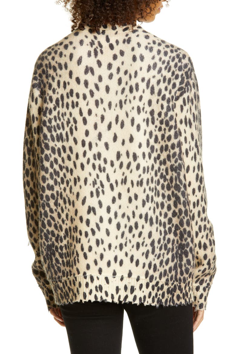 Cheetah Print Distressed Cashmere Sweater, Alternate, color, CHEETAH PRINT