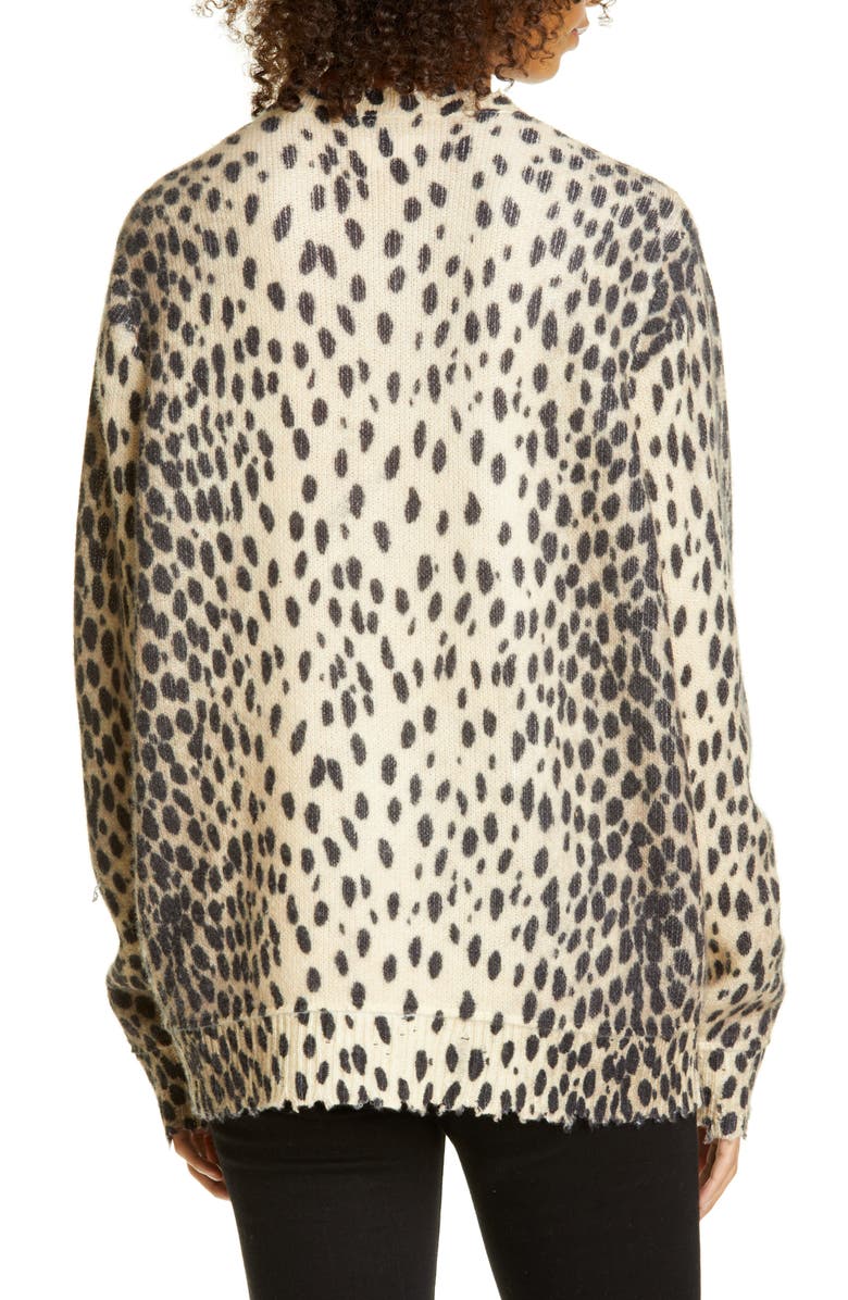 R13 Cheetah Print Distressed Cashmere Sweater, Alternate, color, 