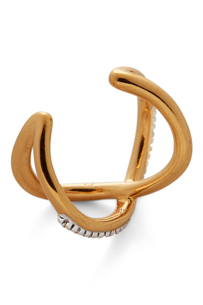 Riva Crossover Diamond Ear Cuff (Nordstrom Exclusive), Alternate, color, 18CT GOLD VERMEIL ON SILVER